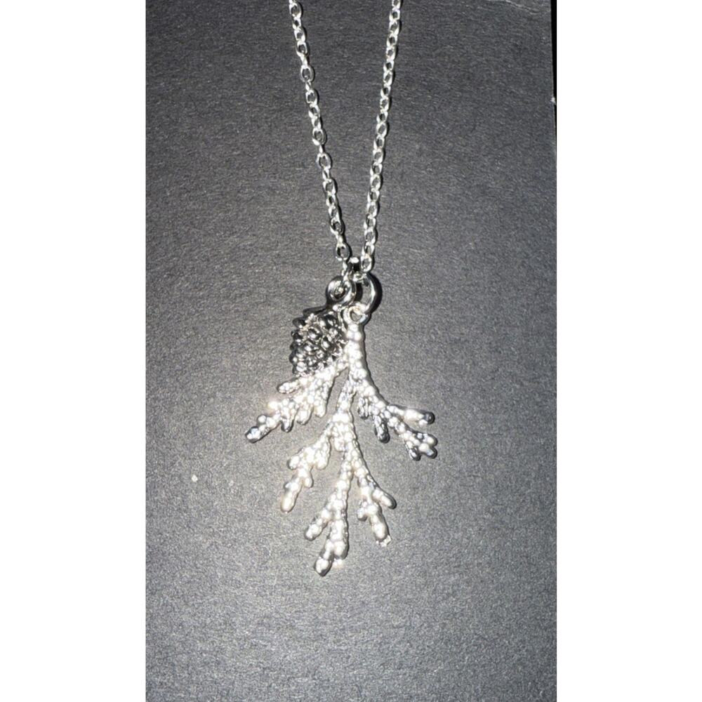 Pinecone Tree Branch Necklace Silver Autumn Snow Dangle Charms Winter Jewelry